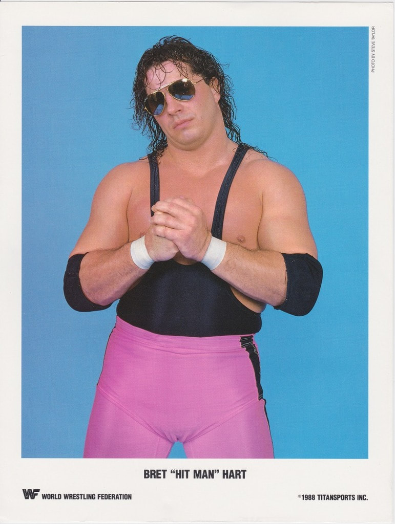 BRET HART WWE PHOTO 8x10" OFFICIAL WRESTLING PROMO W/ SHADES 